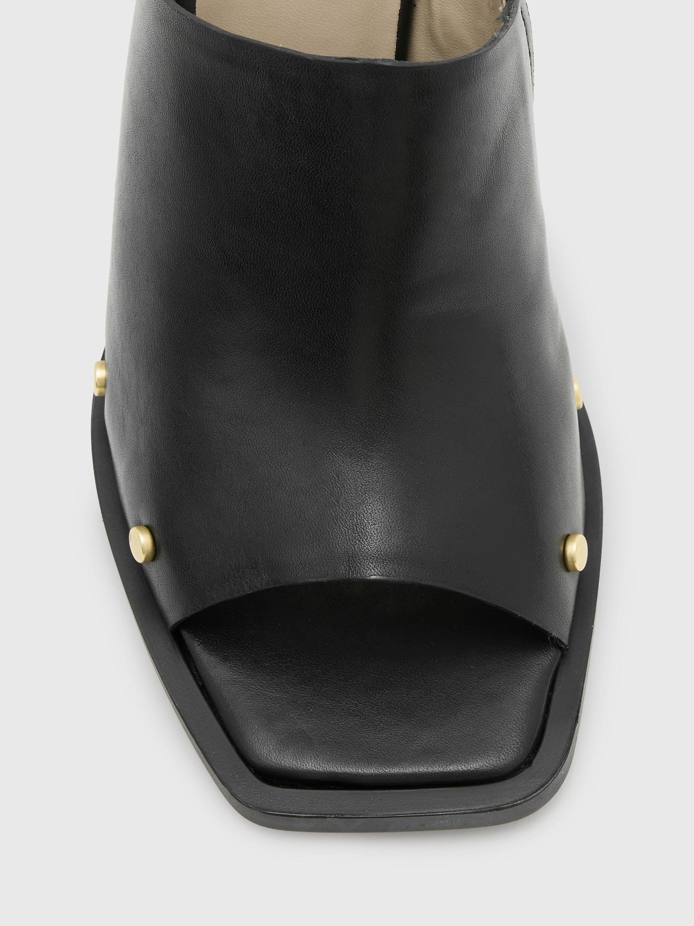 Product image 2 of 5, which shows AllSaints Kelly Leather Mules, Black, 6