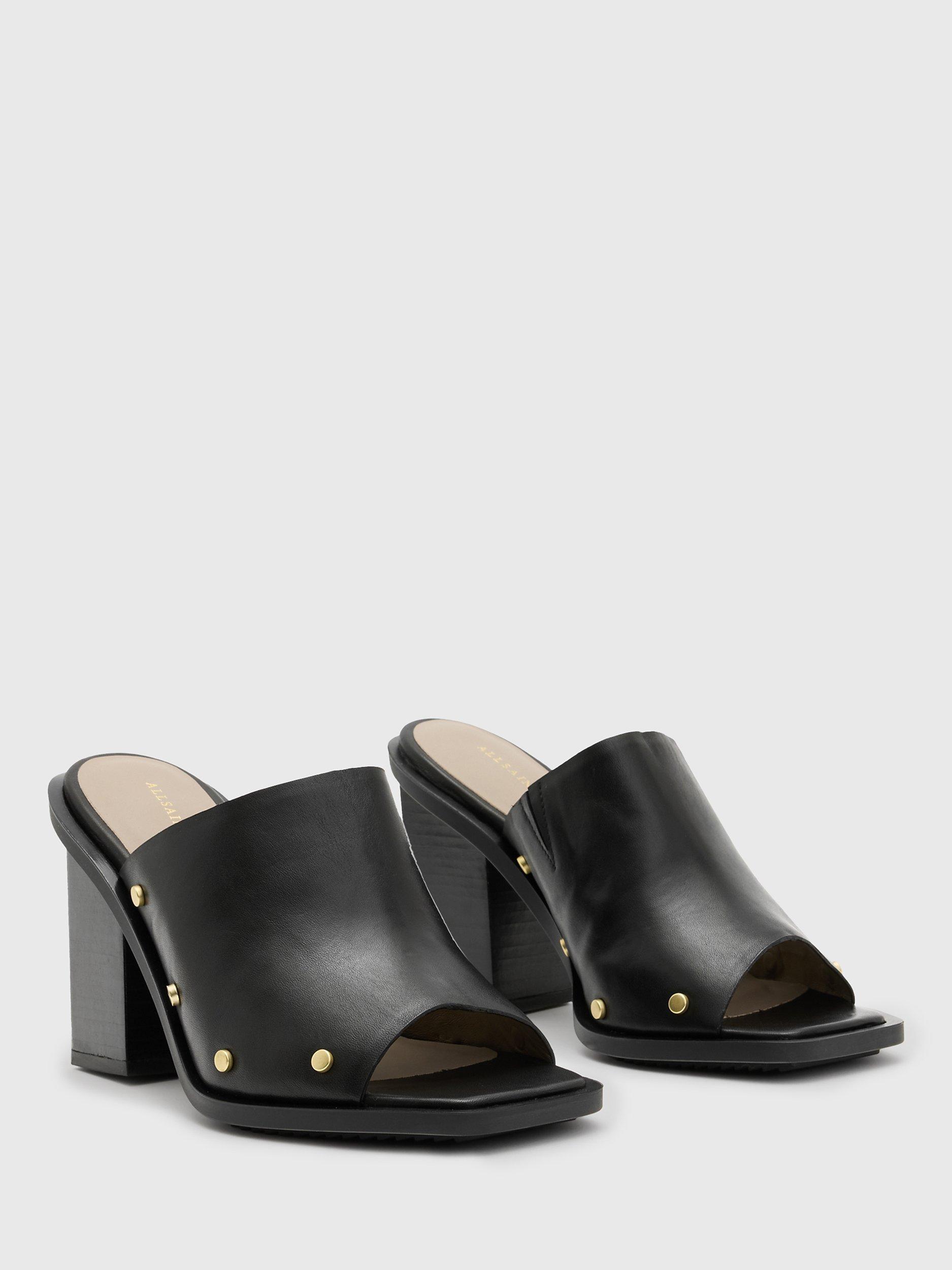 Product image 3 of 5, which shows AllSaints Kelly Leather Mules, Black, 6