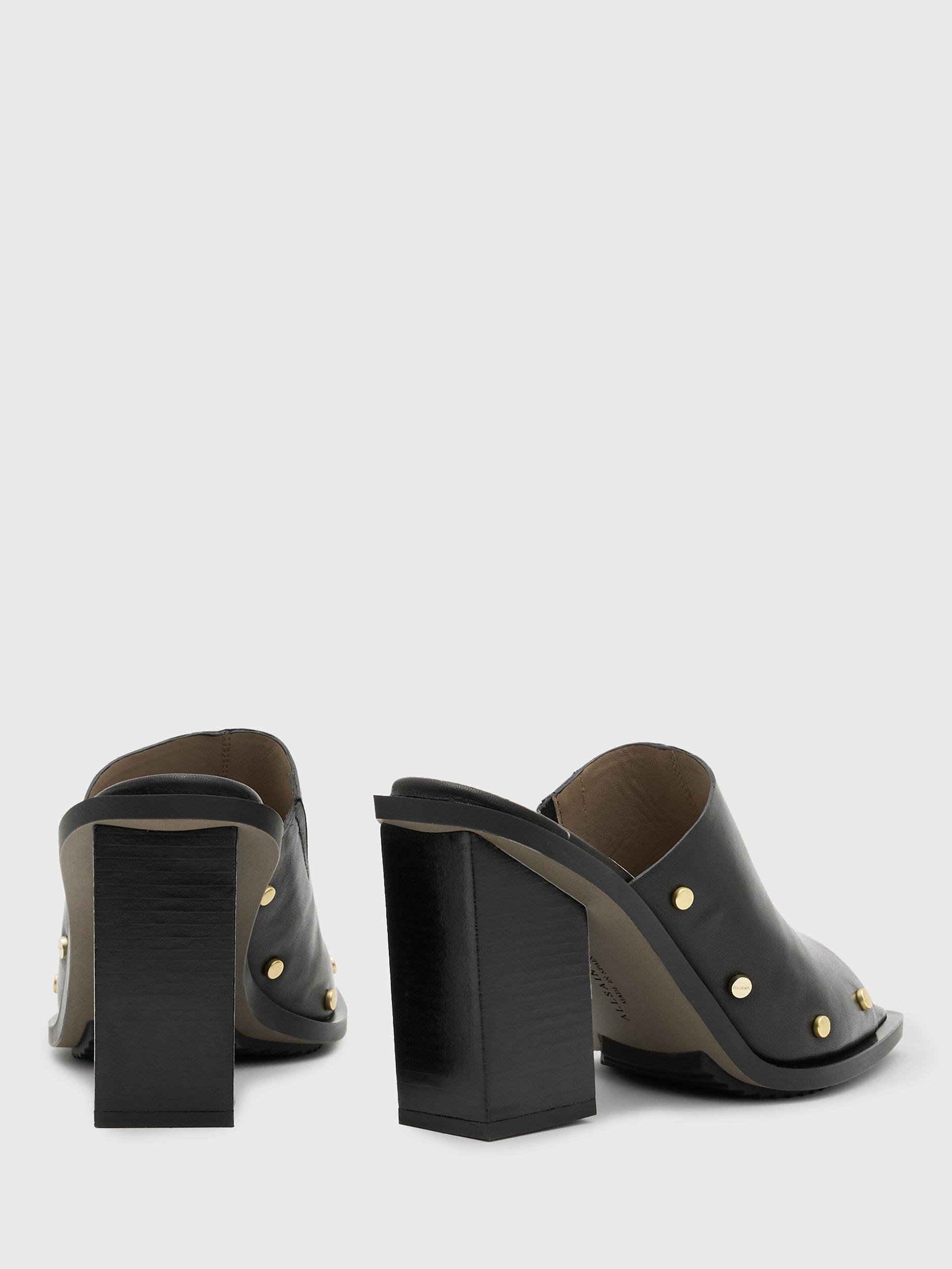 Product image 5 of 5, which shows AllSaints Kelly Leather Mules, Black, 6