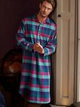 British Boxers Check Brushed Cotton Nightshirt, Blue/Multi