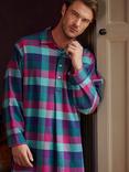 British Boxers Check Brushed Cotton Nightshirt, Blue/Multi