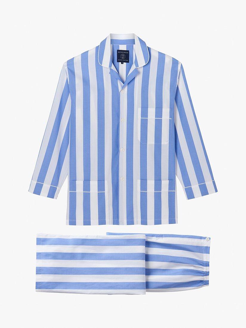 Product image 2 of 4, which shows British Boxers Crisp Cotton Striped Pyjamas, Boat Blue/White, S