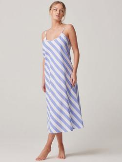 British Boxers Crisp Cotton Picnic Stripe Strappy Nightdress - view 2, Boat Blue/White