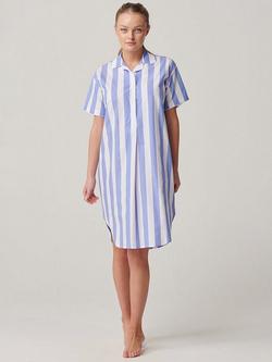 British Boxers Crisp Cotton Nightshirt, Boat Blue/White