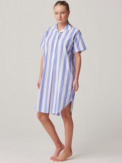 British Boxers Crisp Cotton Nightshirt - view 2, Boat Blue/White