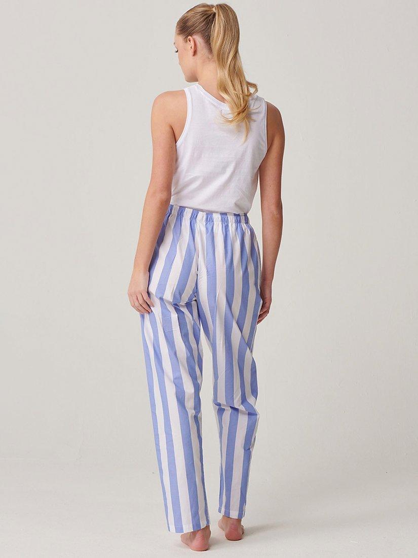 Product image 3 of 3, which shows British Boxers Crisp Cotton Striped Pyjama Trousers, Boat Blue/White, XS