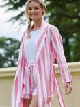 British Boxers Crisp Cotton Dressing Gown, Pink Stripe