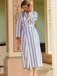 British Boxers Crisp Cotton Dressing Gown, Blue Stripe