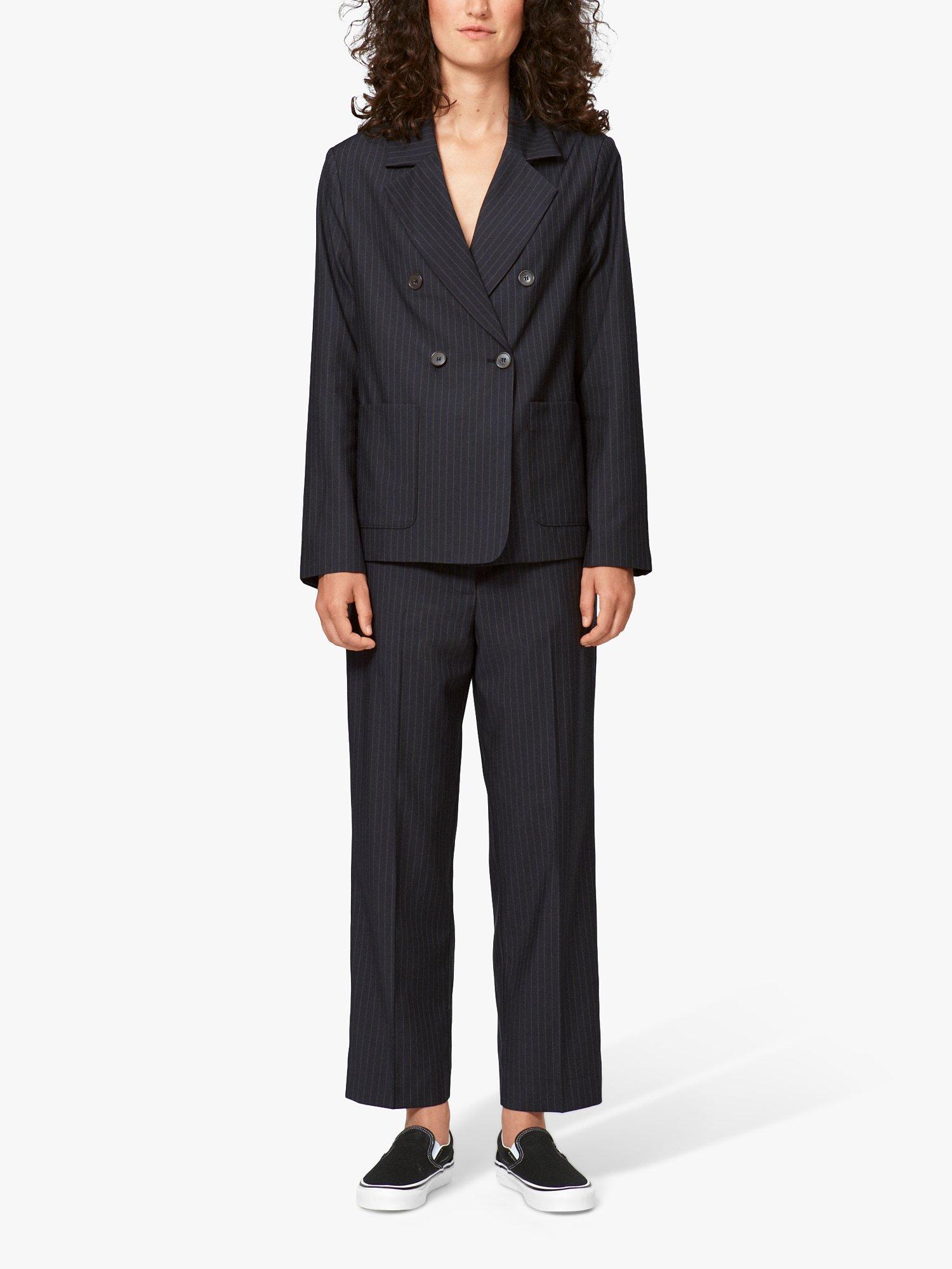 Product image 1 of 6, which shows nué notes Belma Wool Blend Blazer, Black Caramel Stripe, 8