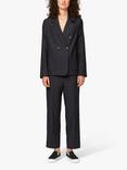 nué notes Belma Wool Blend Blazer, Black Caramel Stripe