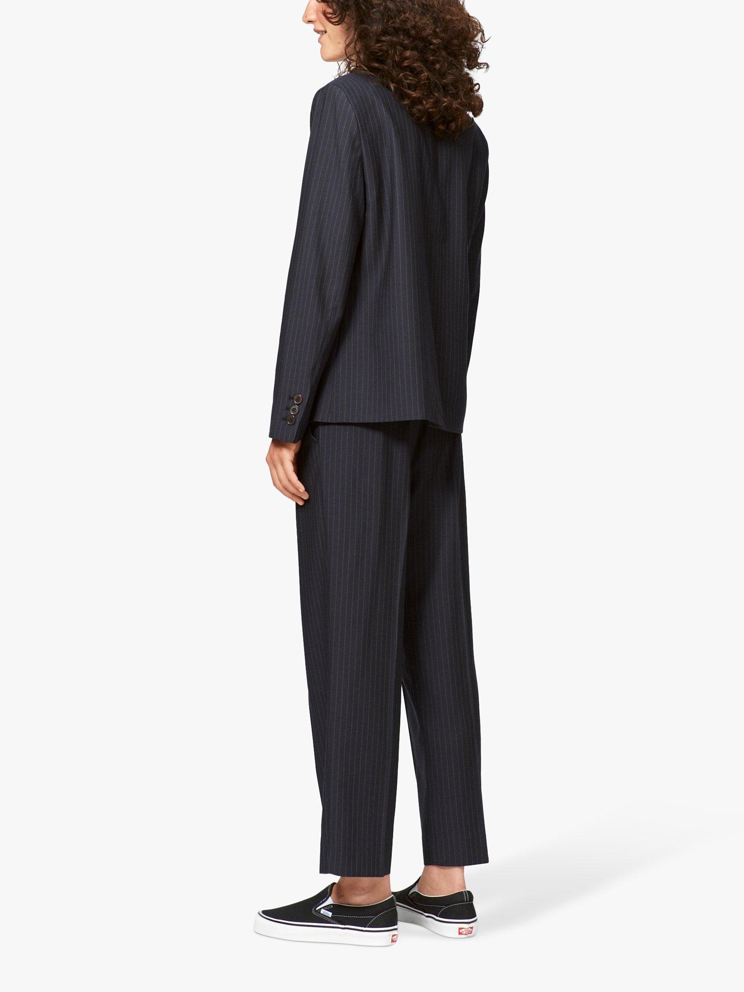Product image 2 of 6, which shows nué notes Belma Wool Blend Blazer, Black Caramel Stripe, 8