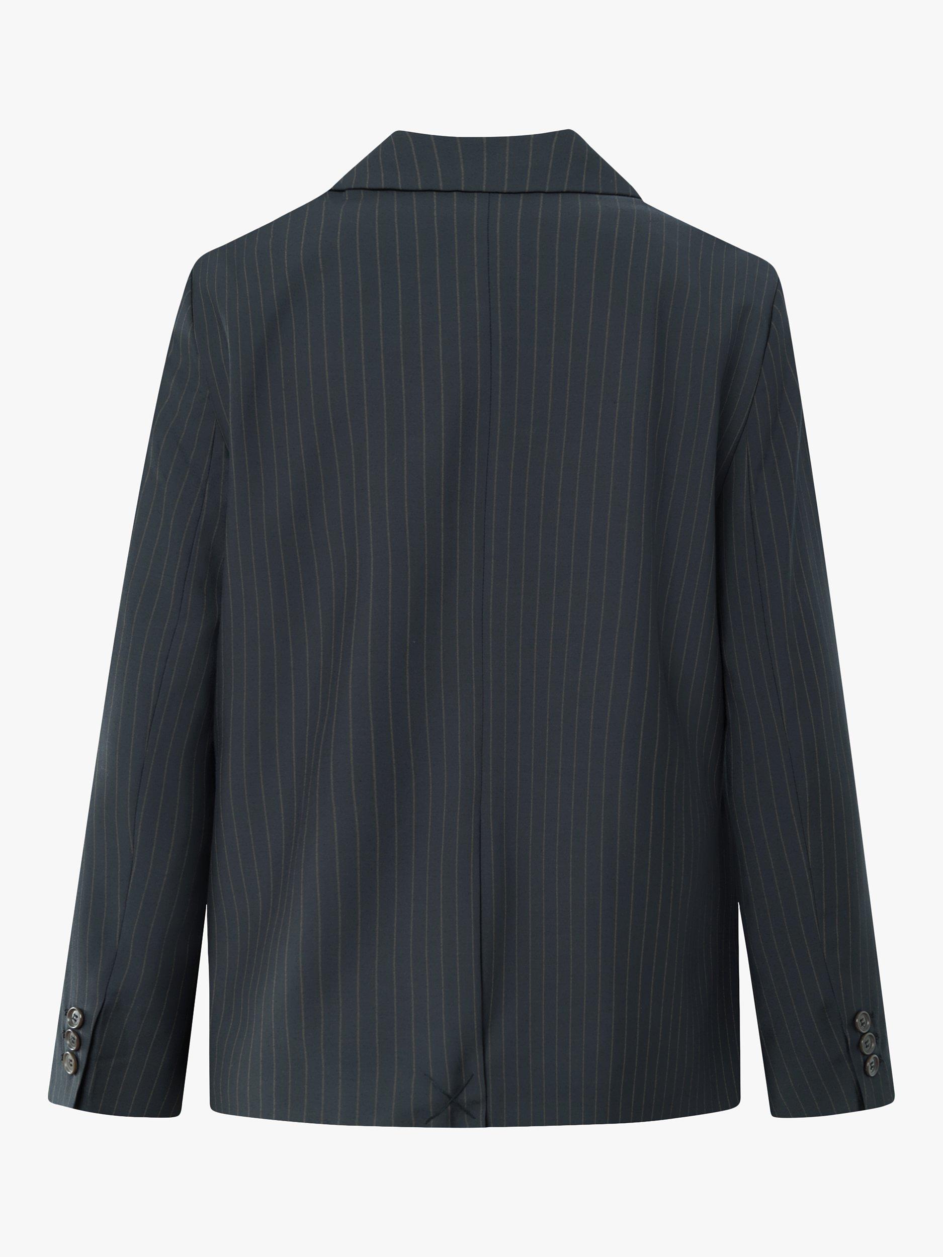 Product image 5 of 6, which shows nué notes Belma Wool Blend Blazer, Black Caramel Stripe, 8