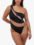 Wolf & Whistle Eloise Fuller Bust Asymmetric Mesh Panel Swimsuit, Black