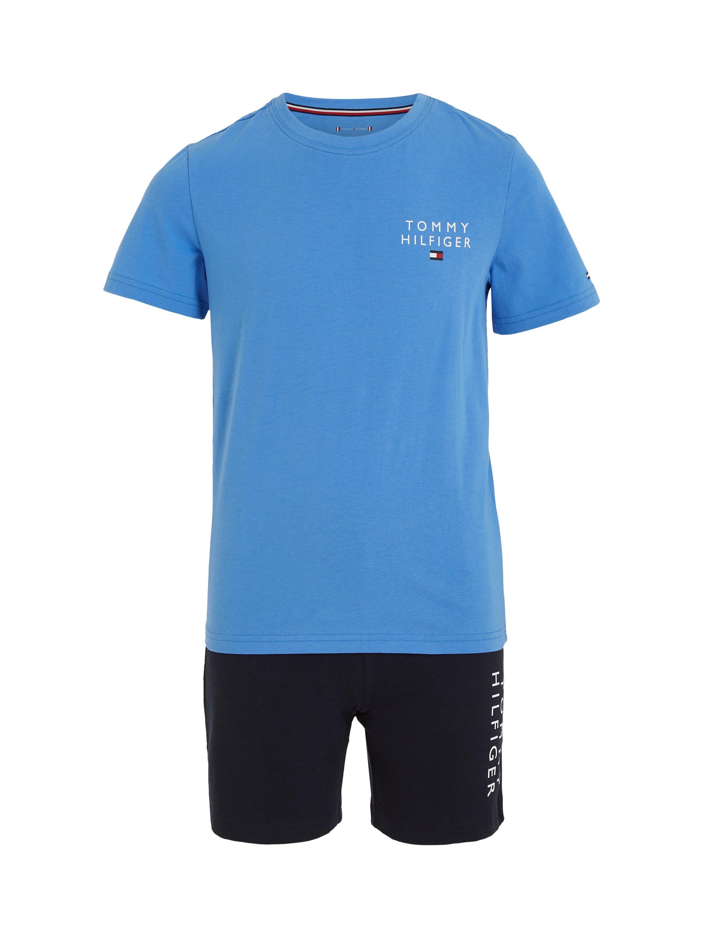 Tommy Hilfiger Kids' Short Sleeve Top & Shorts Pyjama Set, Blue