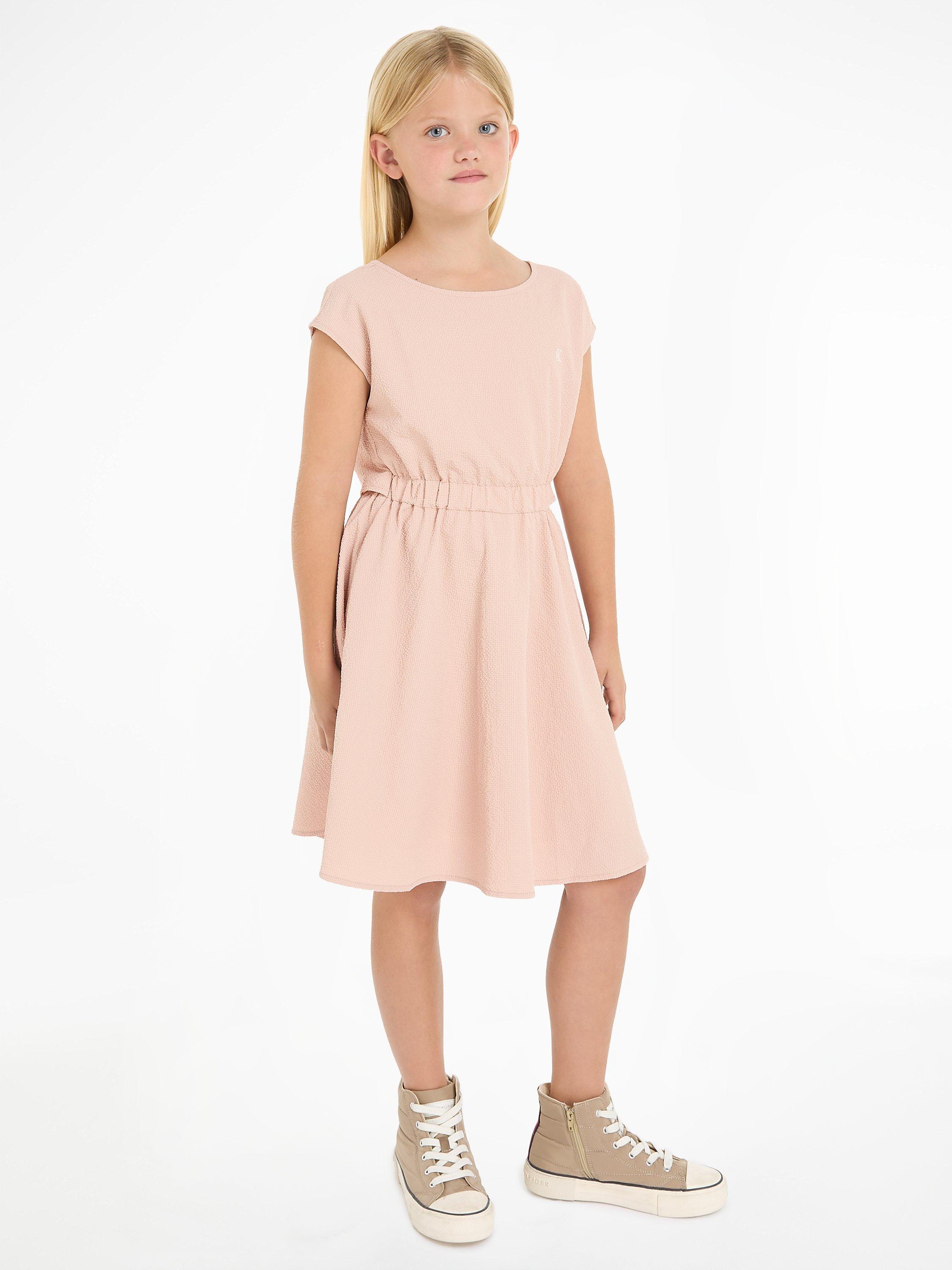 Calvin Klein Kids' Baby Seersucker Fit Flare Dress, Sepia Rose