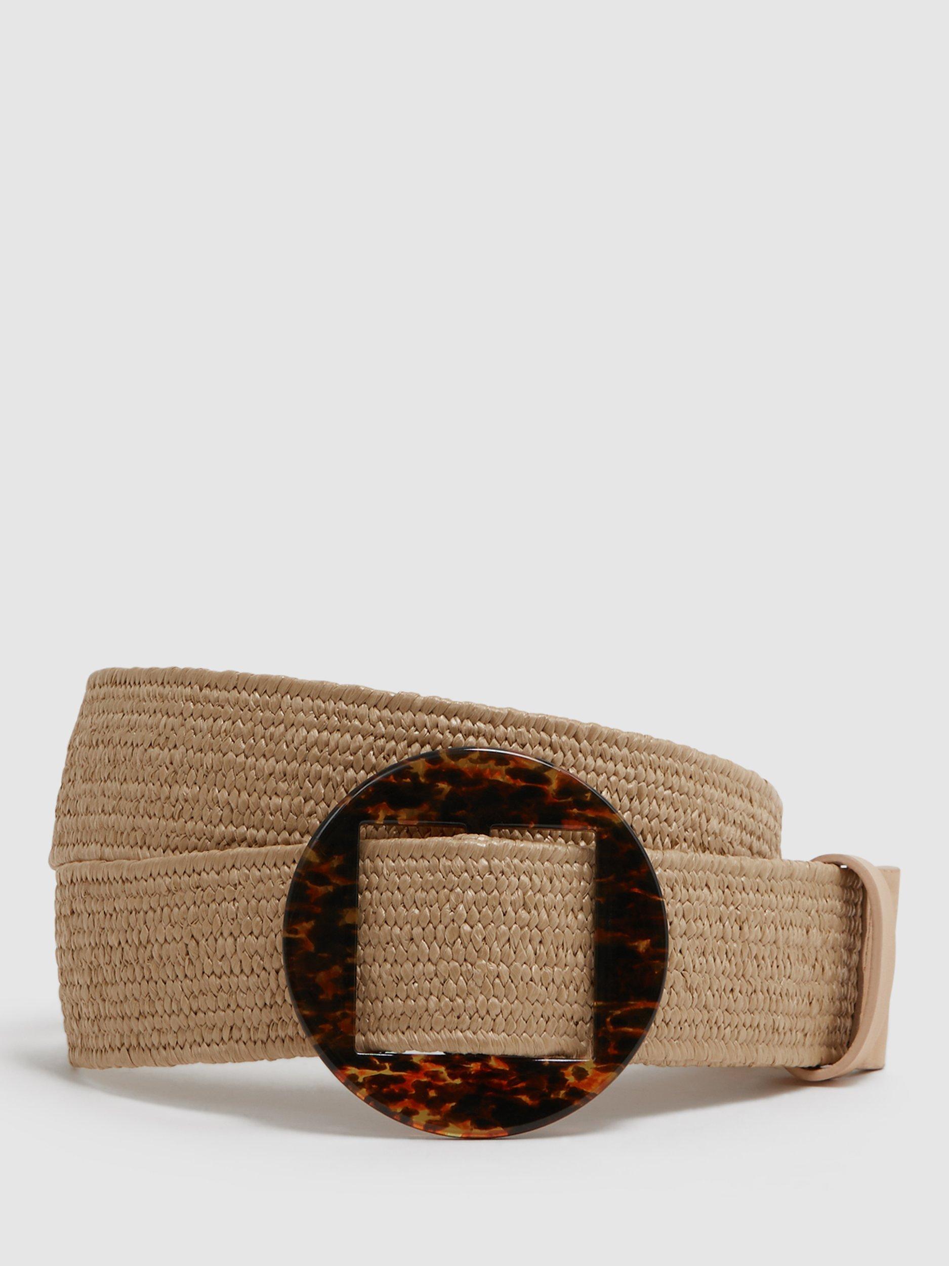 Reiss Rachel Wide Raffia Belt, Natural