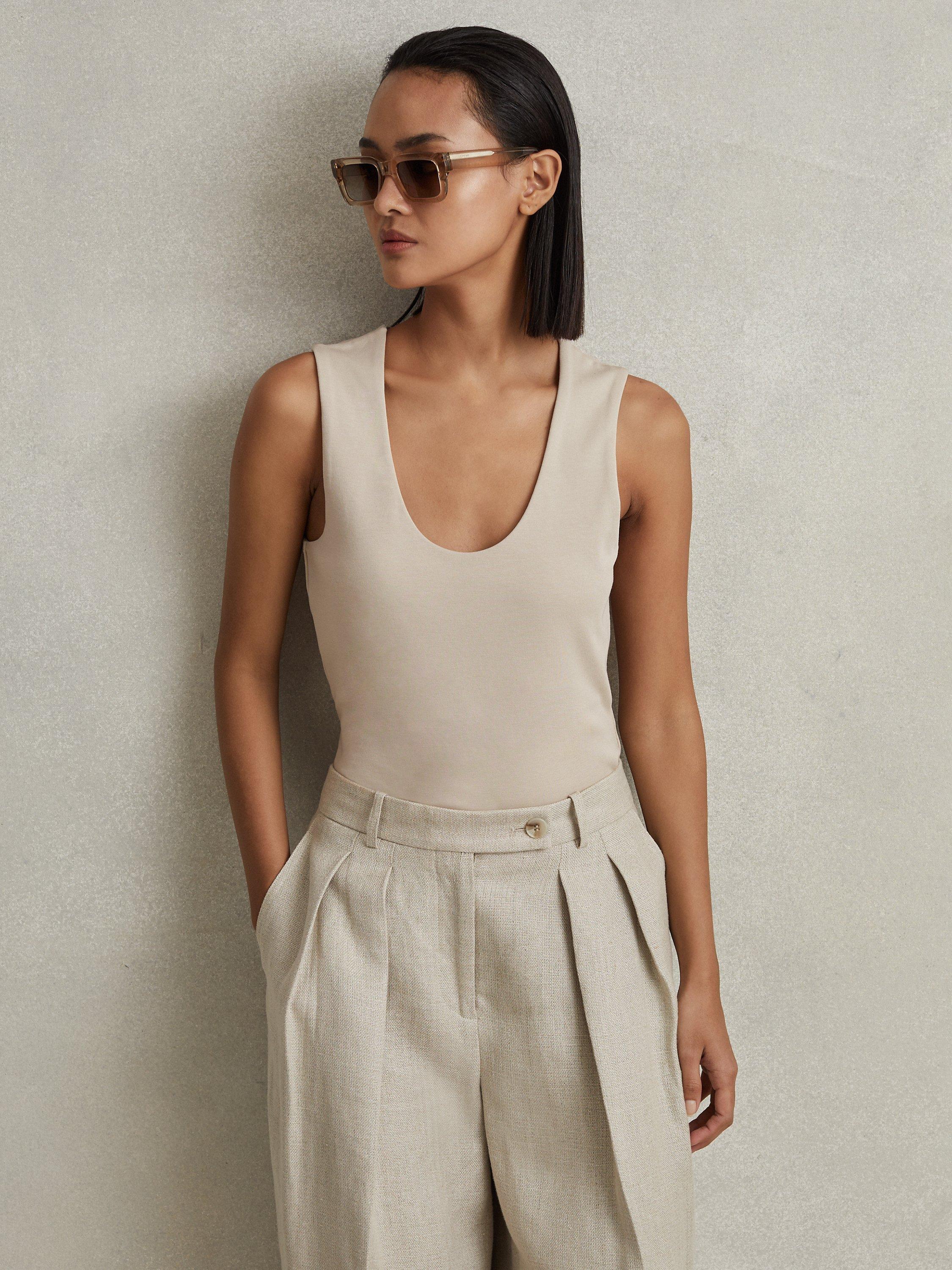 Reiss Courtney Scoop Neck Vest Top, Neutral