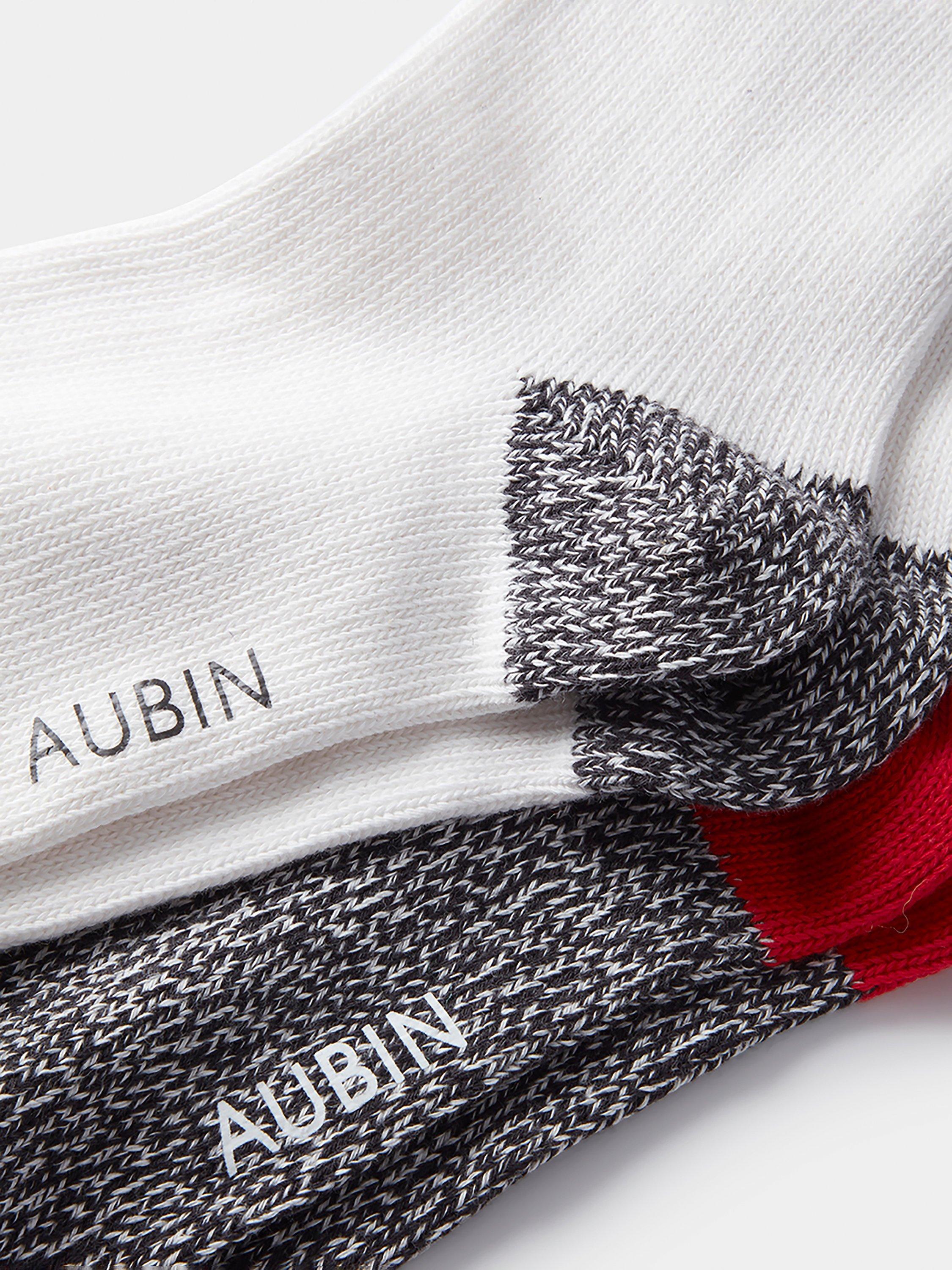 Product image 2 of 3, which shows Aubin Fowey Colour Block Socks, Pack of 2, Grey/Multi, One Size