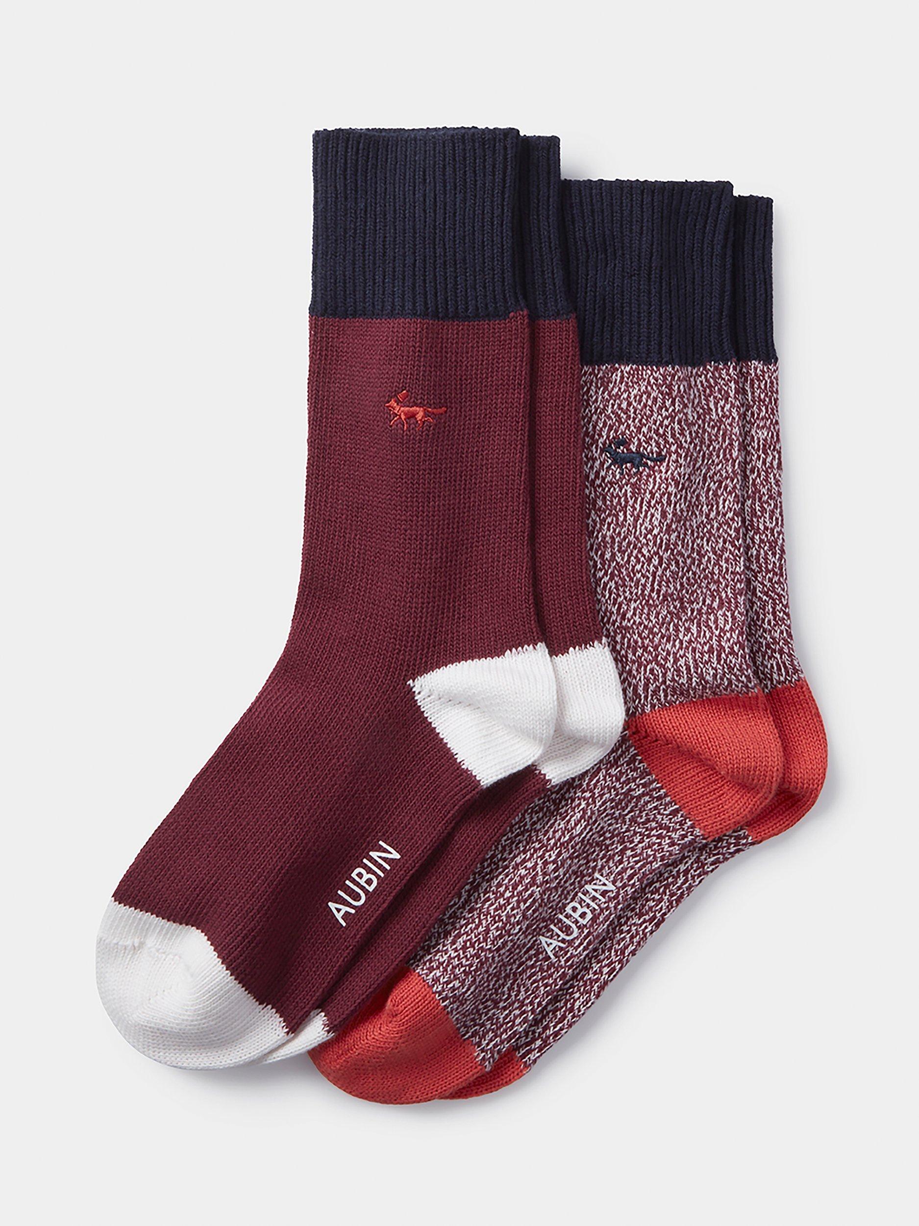 Aubin Fowey Colour Block Socks, Pack of 2