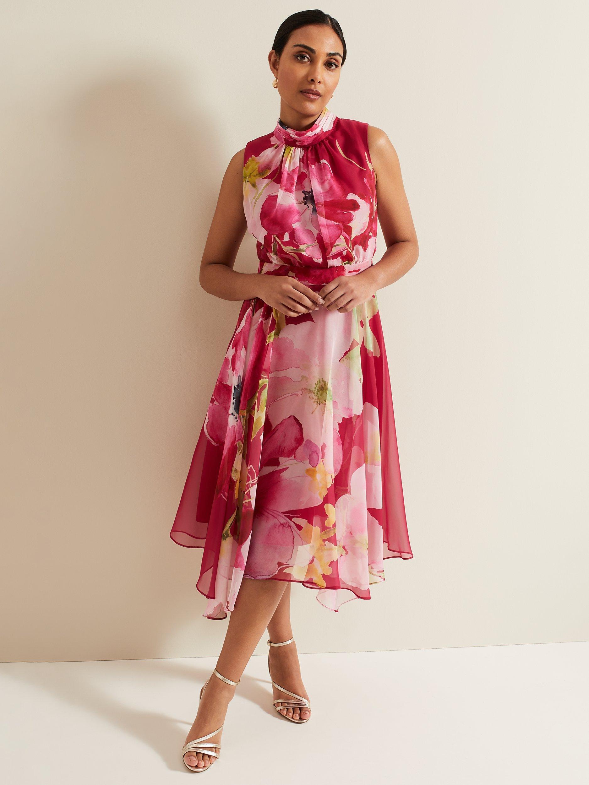 Phase Eight Petite Lucinda Floral Print Midi Dress Multi