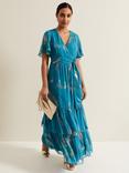 Phase Eight Collection 8 Petite Charissa Silk Maxi Dress, Blue/Multi