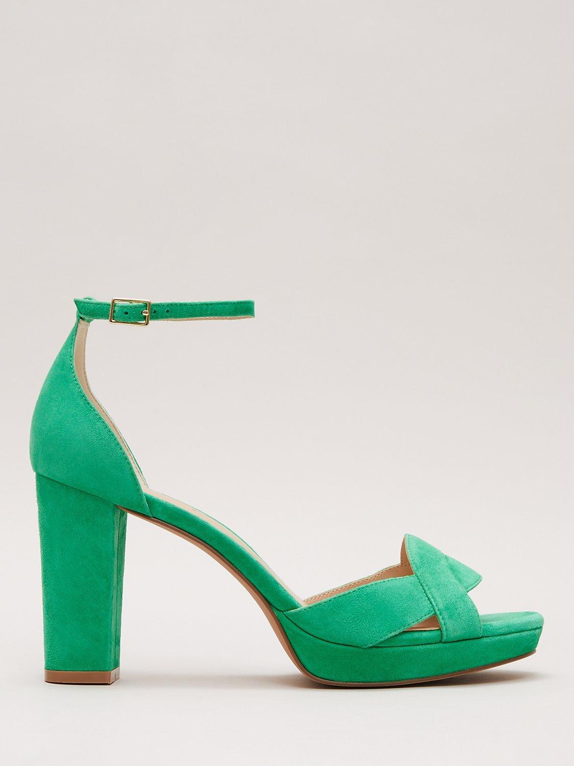 Phase Eight Suede Crossover Platform Sandals, Green, EU36