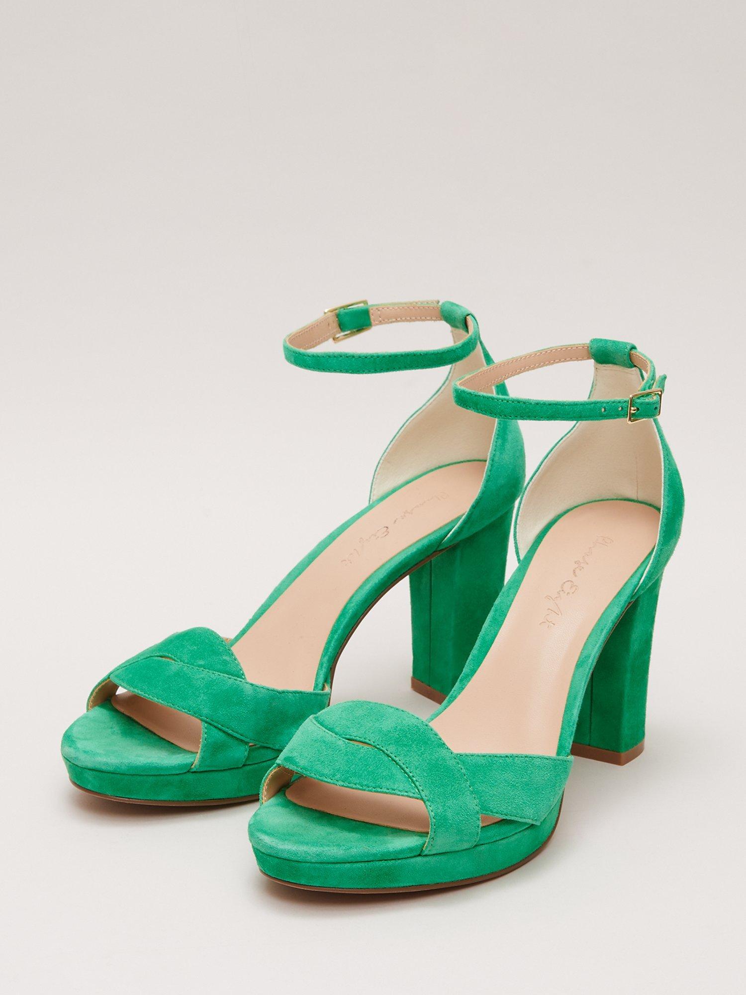 Phase Eight Suede Crossover Platform Sandals, Green, EU36