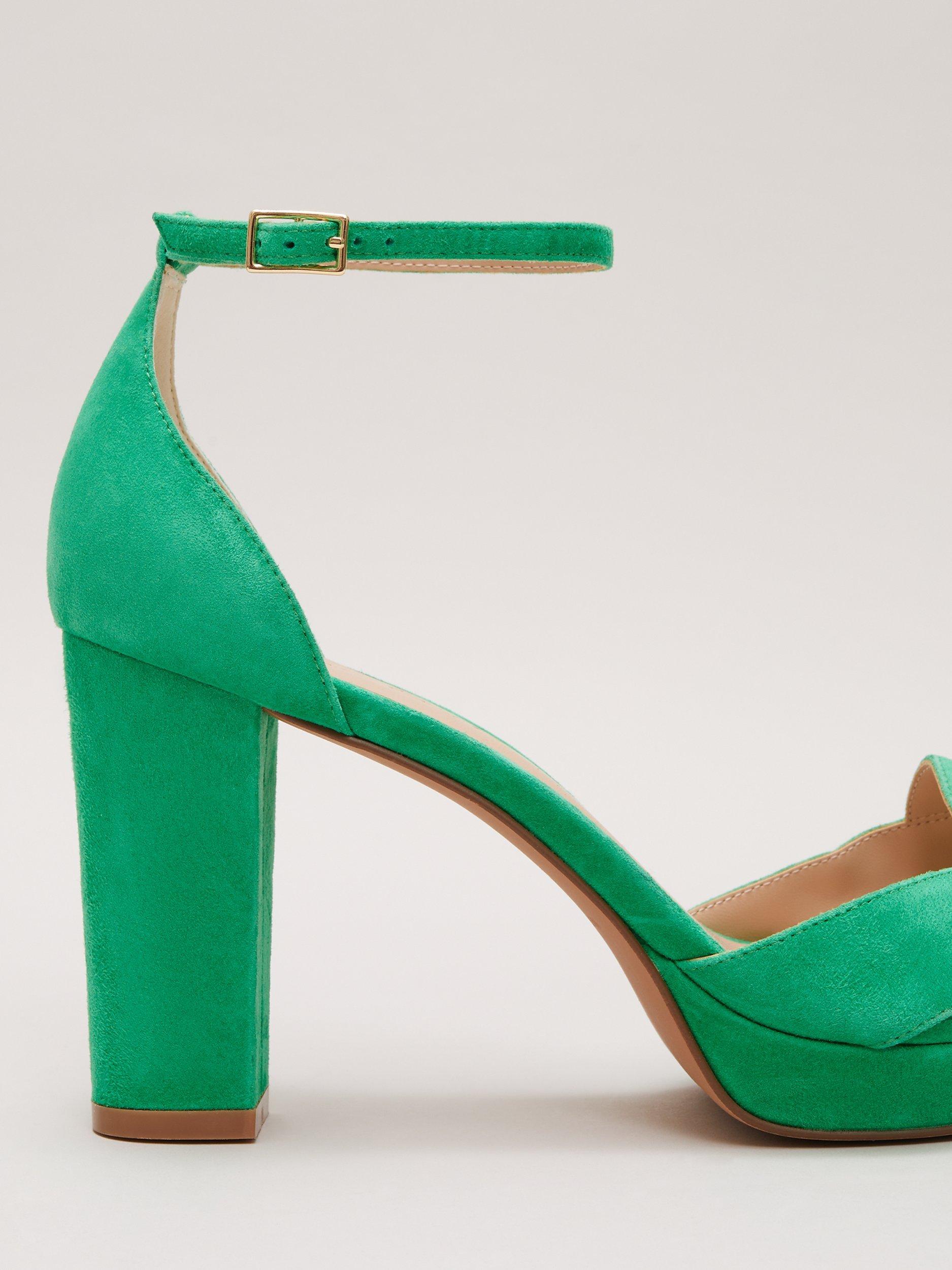 Phase Eight Suede Crossover Platform Sandals, Green, EU36