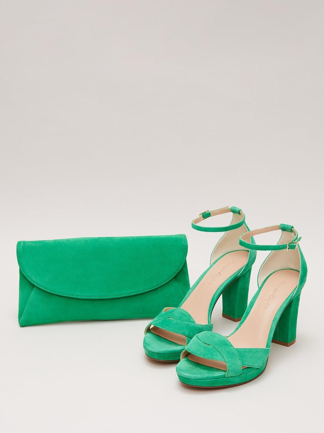 Phase Eight Suede Crossover Platform Sandals, Green, EU36