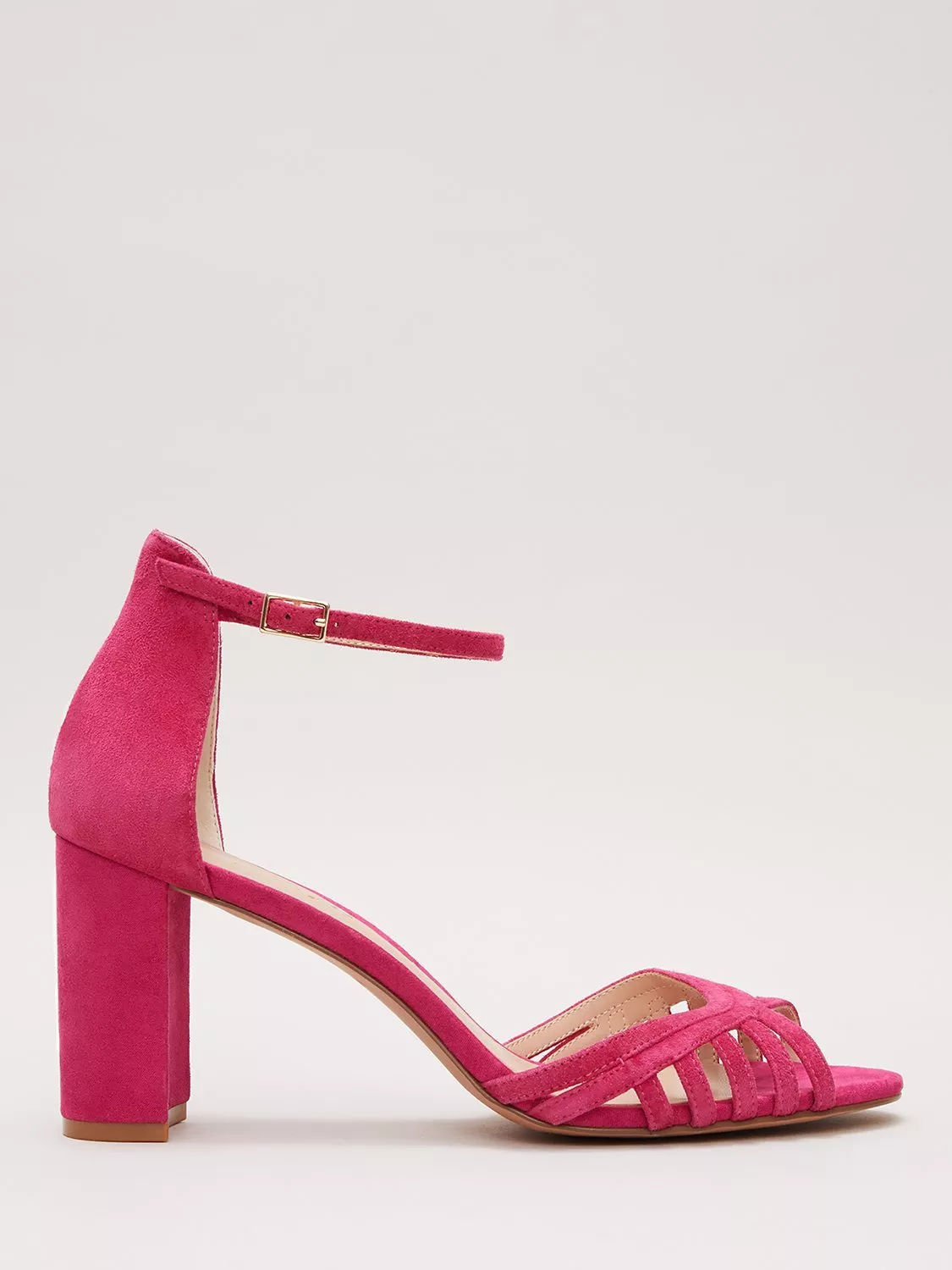 Phase Eight Suede Lattice Block Heel Sandals Pink