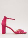 Phase Eight Suede Lattice Block Heel Sandals, Pink