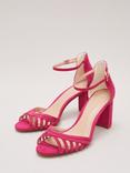 Phase Eight Suede Lattice Block Heel Sandals, Pink