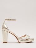 Phase Eight Leather Crossover Platform Sandal, Gold