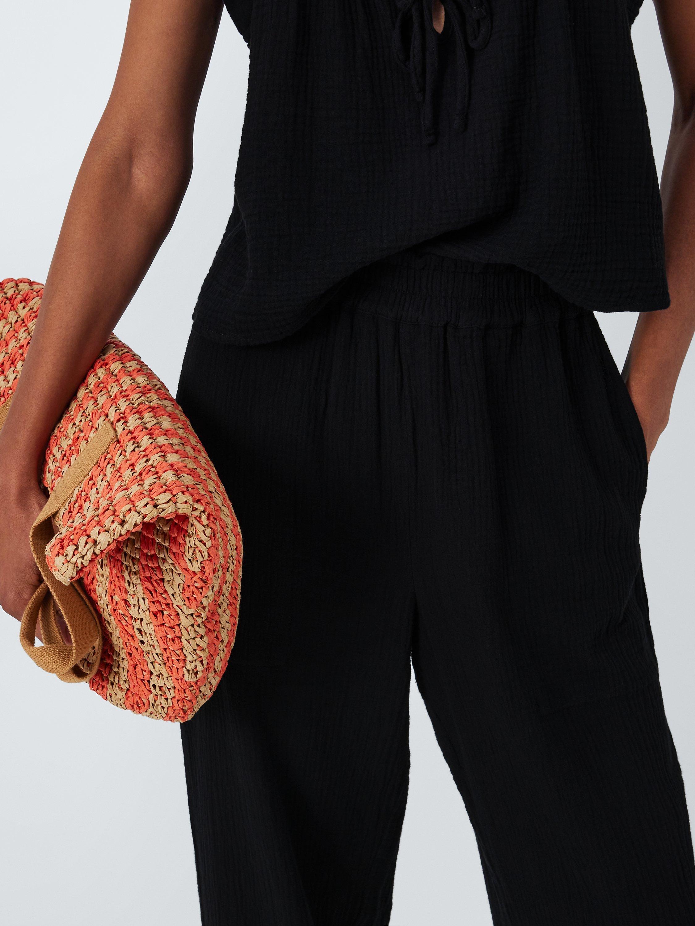 Product image 5 of 6, which shows Rails Leon Organic Cotton Crop Trousers, Black Gauze, XS