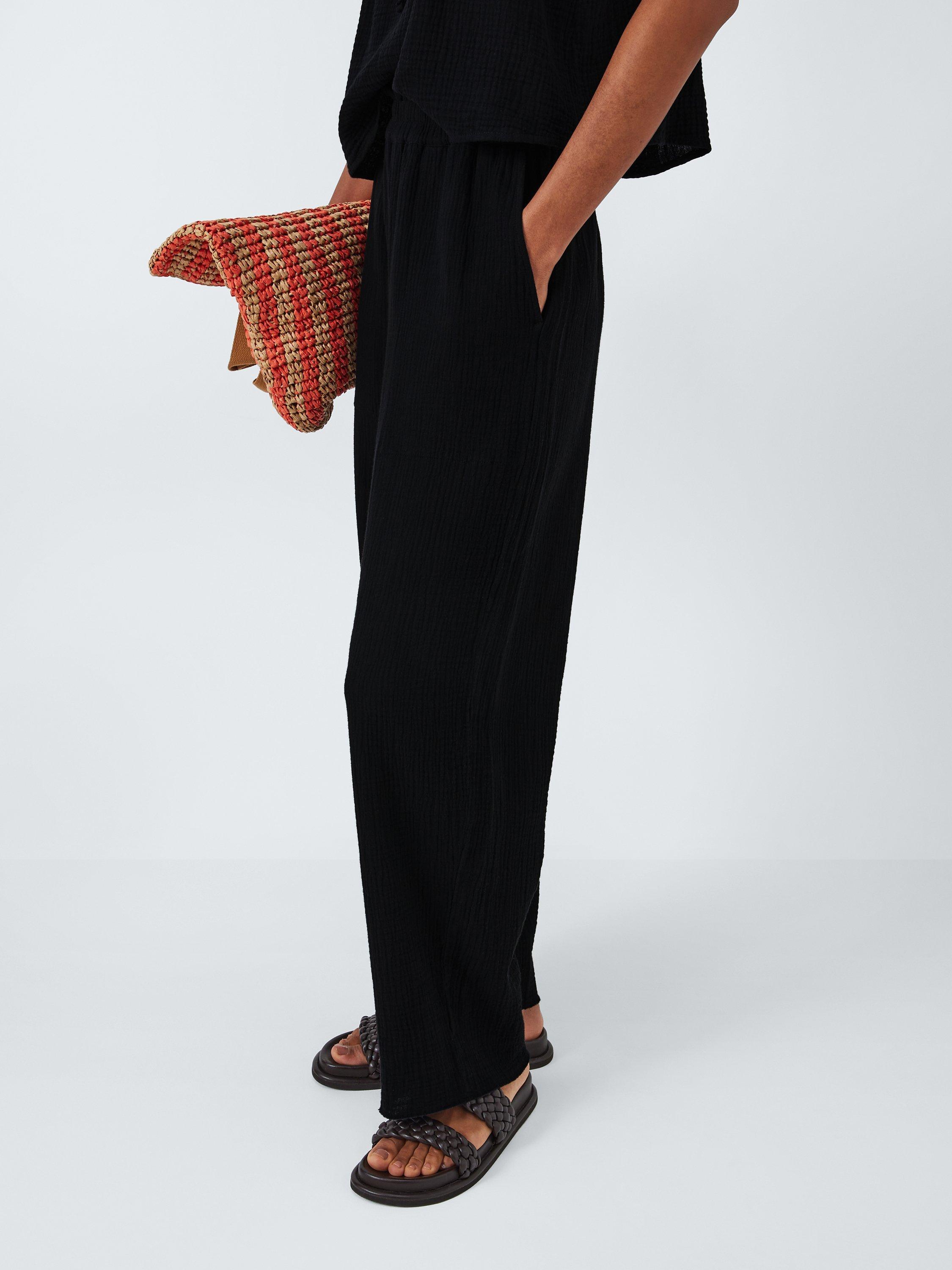 Product image 6 of 6, which shows Rails Leon Organic Cotton Crop Trousers, Black Gauze, XS