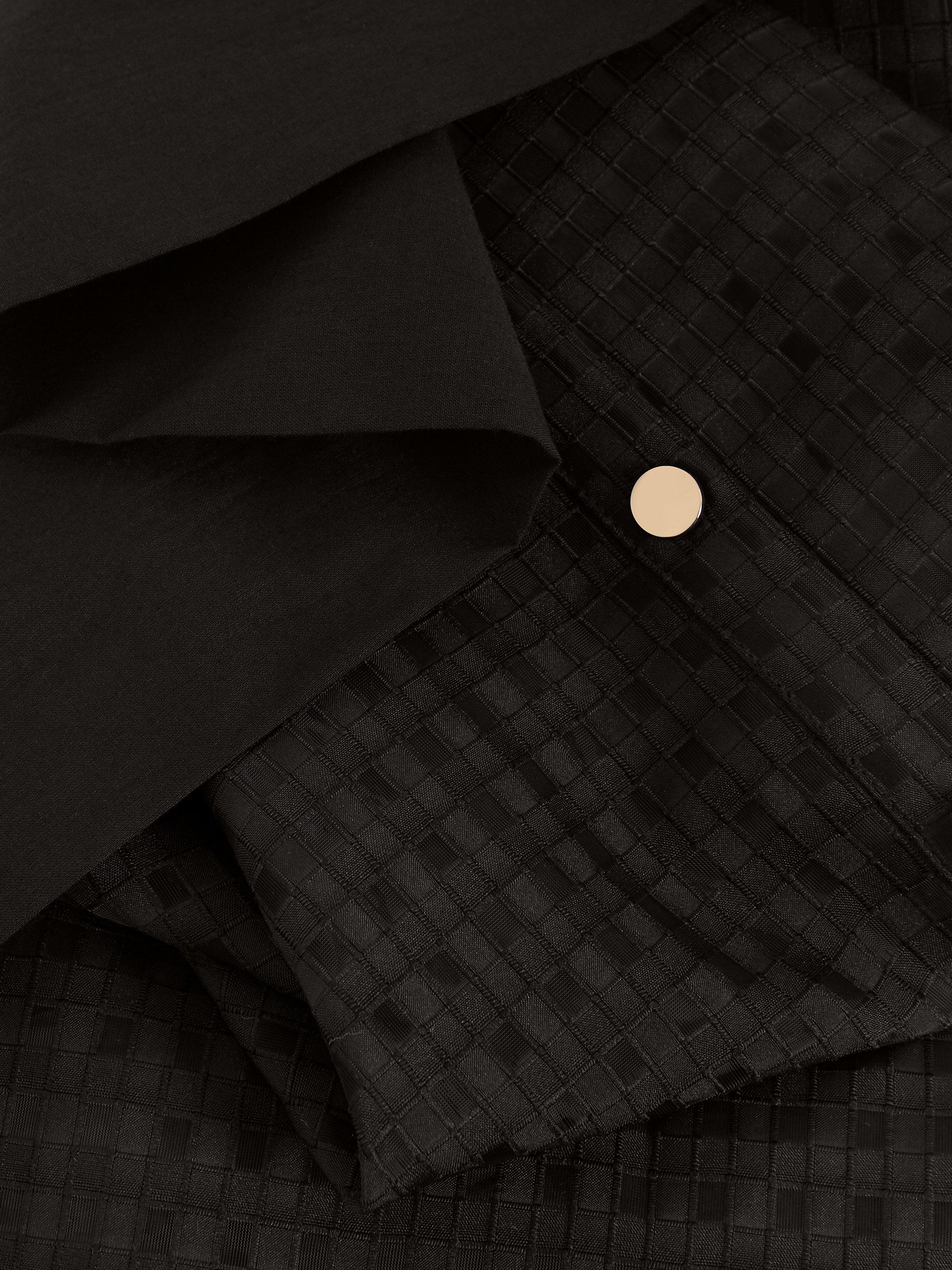 Product image 6 of 7, which shows Phase Eight Carey Sleeveless Textured Check Midi Shirt Dress, Black, 6