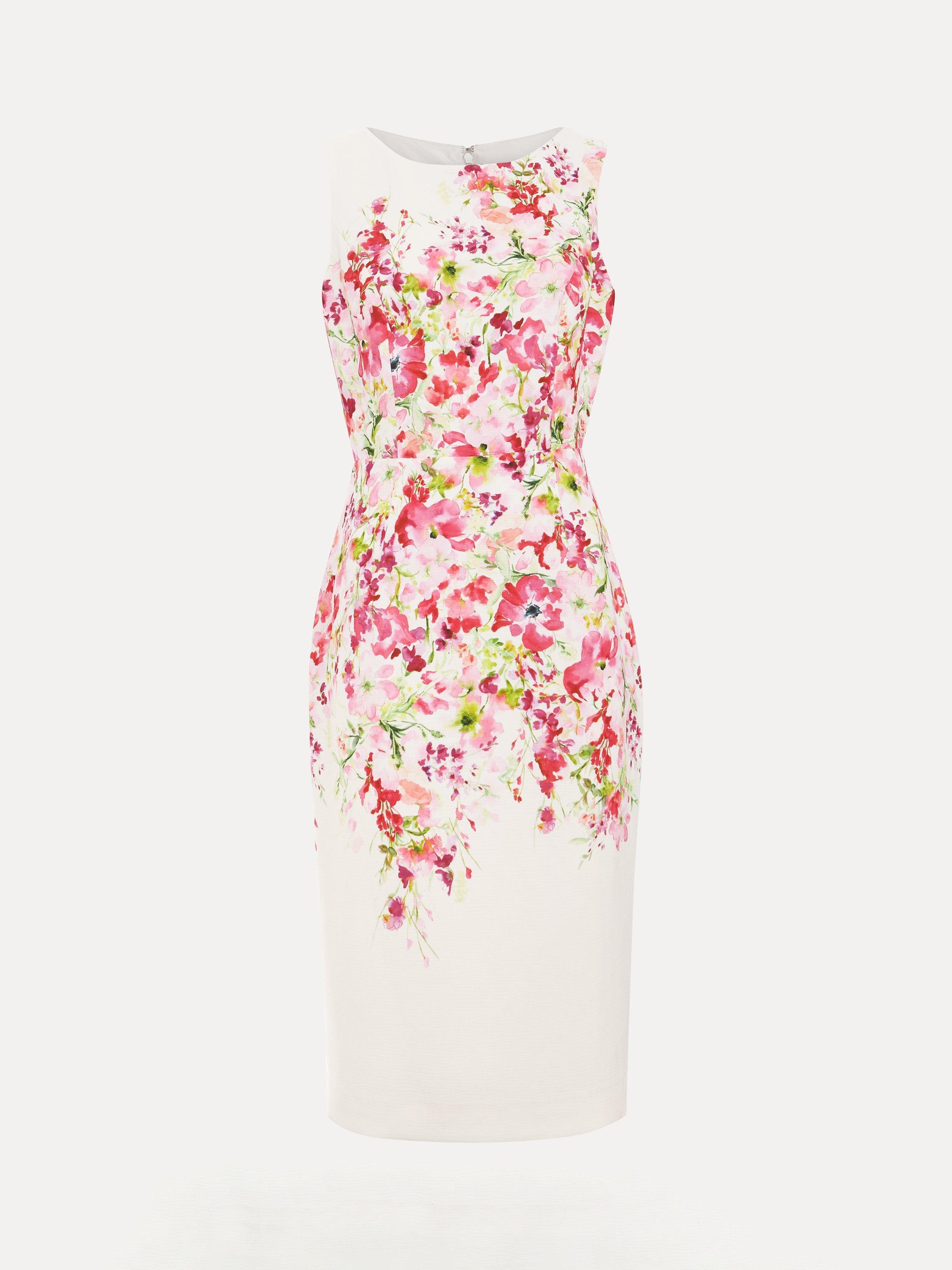 Product image 5 of 5, which shows Phase Eight Anita Floral Placement Print Shift Dress, Ivory/Multi, 16