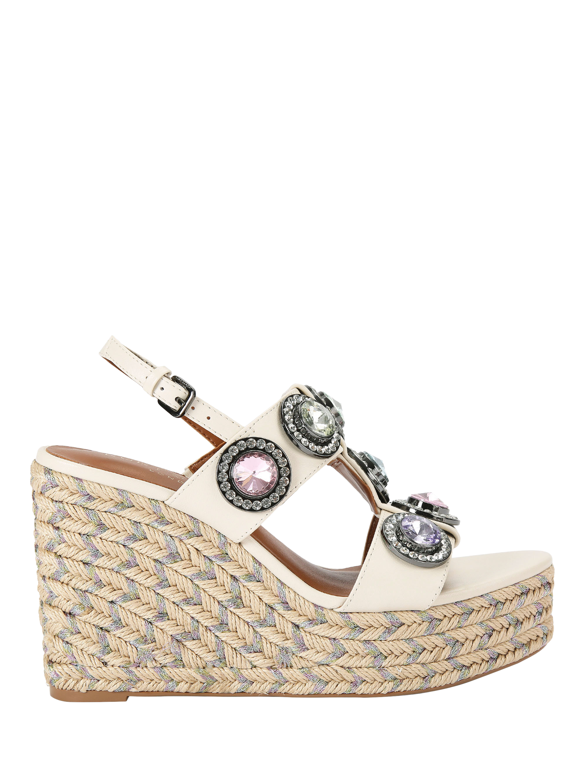 Kurt Geiger London Octavia Leather Wedge Heel Espadrilles, Natural