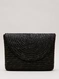 Phase Eight  Oversized Straw Clutch Bag, Black