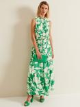 Phase Eight Kara Maxi Tiered Floral Dress, Green/Cream, Green/Cream