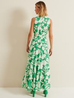 Phase Eight Kara Maxi Tiered Floral Dress, Green/Cream - view 2, Green/Cream