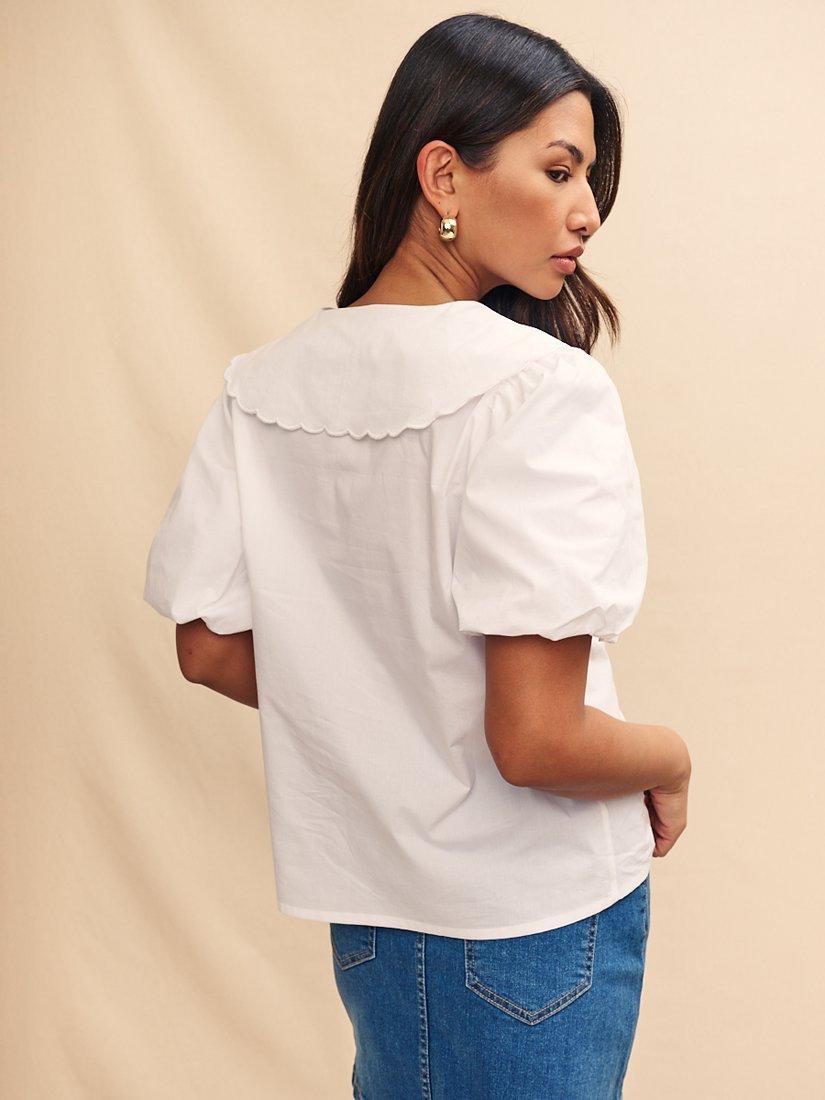 Product image 5 of 5, which shows Nobody's Child Birdie Organic Cotton Blouse, White, 18