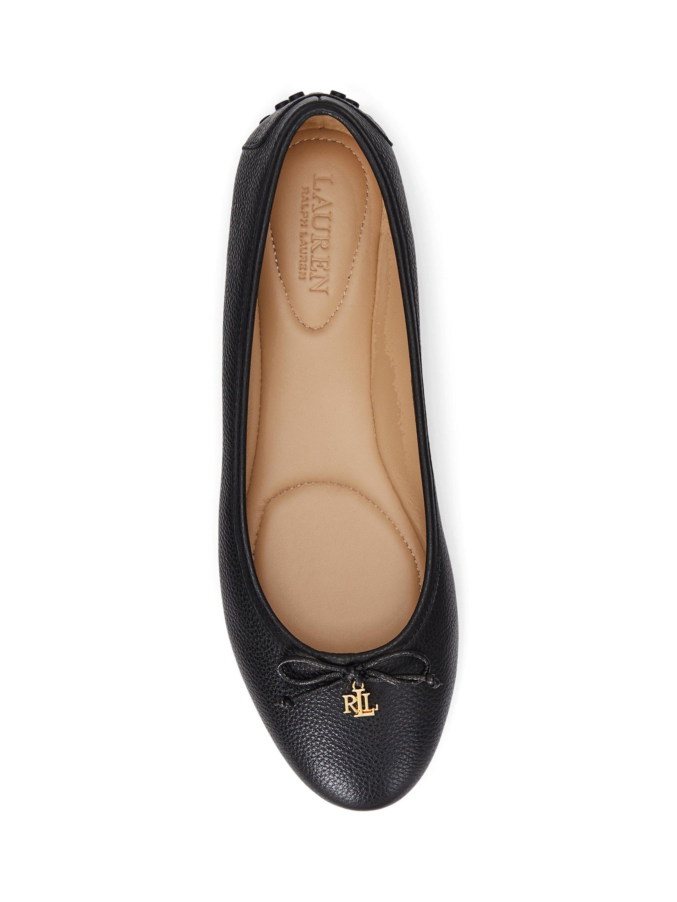 Lauren Ralph Lauren Jayna Pebble Leather Ballerina Pumps Black