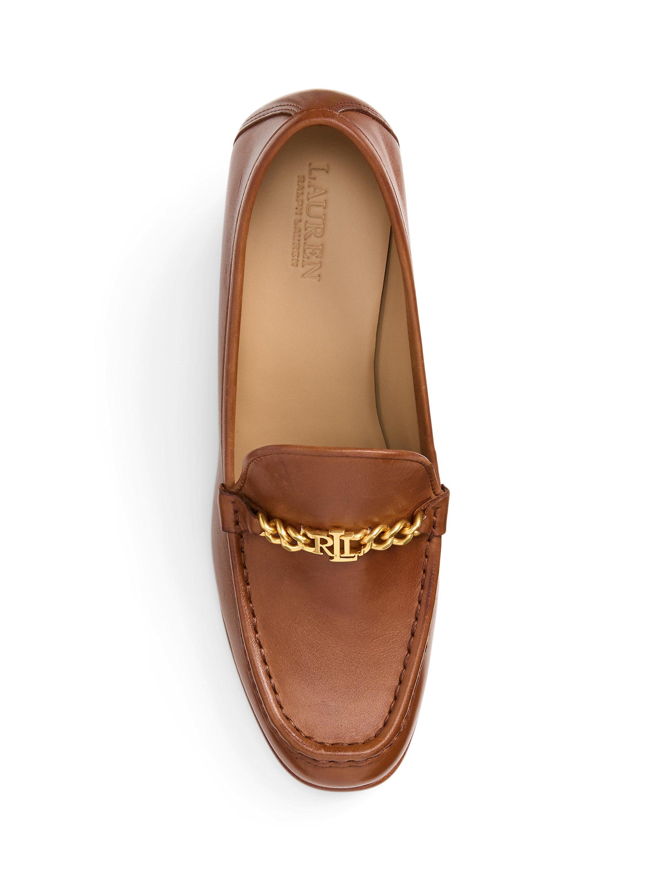 Lauren Ralph Lauren Winslet Leather Loafers Deep Saddle Tan