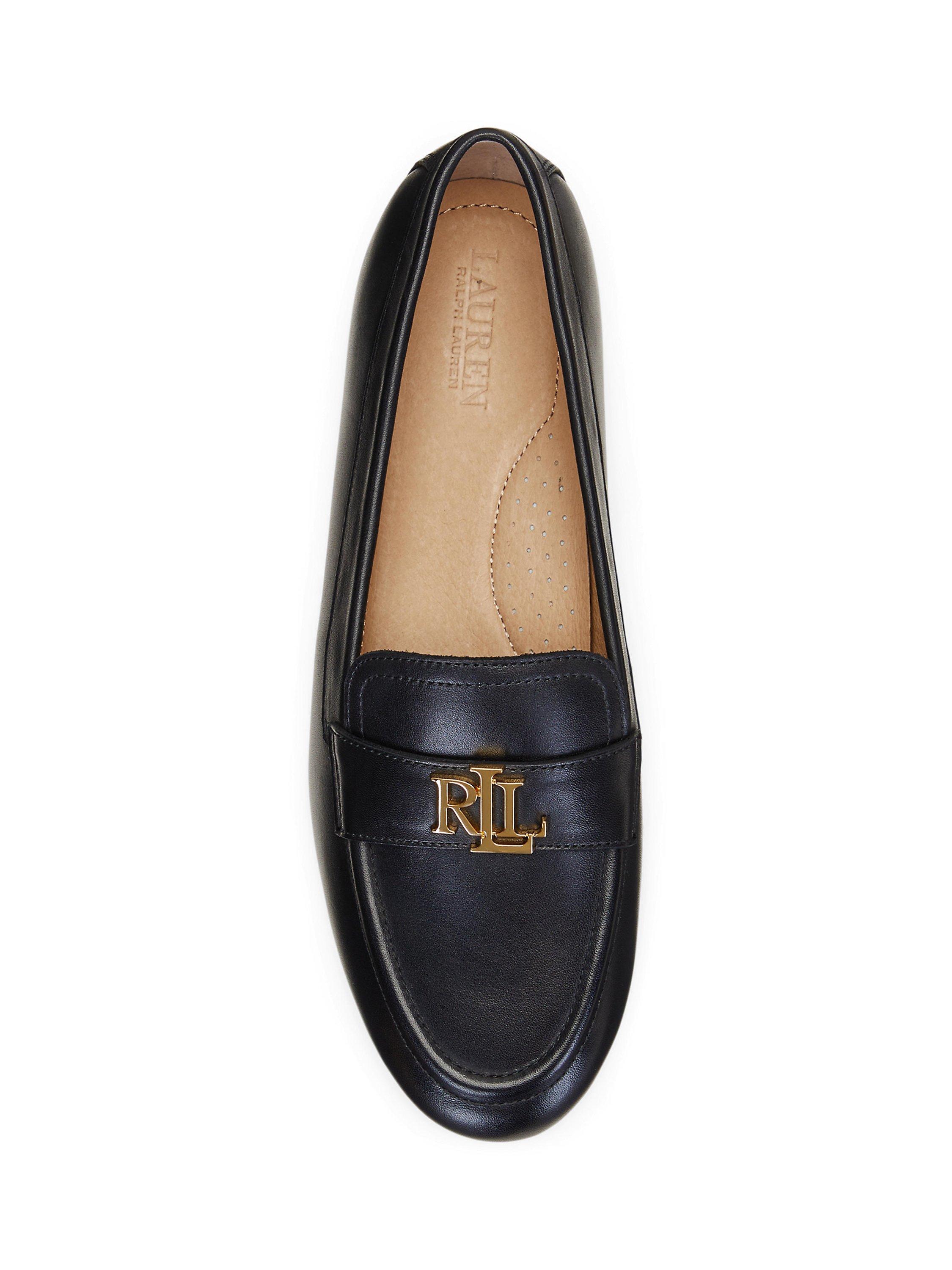 Product image 4 of 4, which shows Lauren Ralph Lauren Averi III Leather Loafers, Black, 3