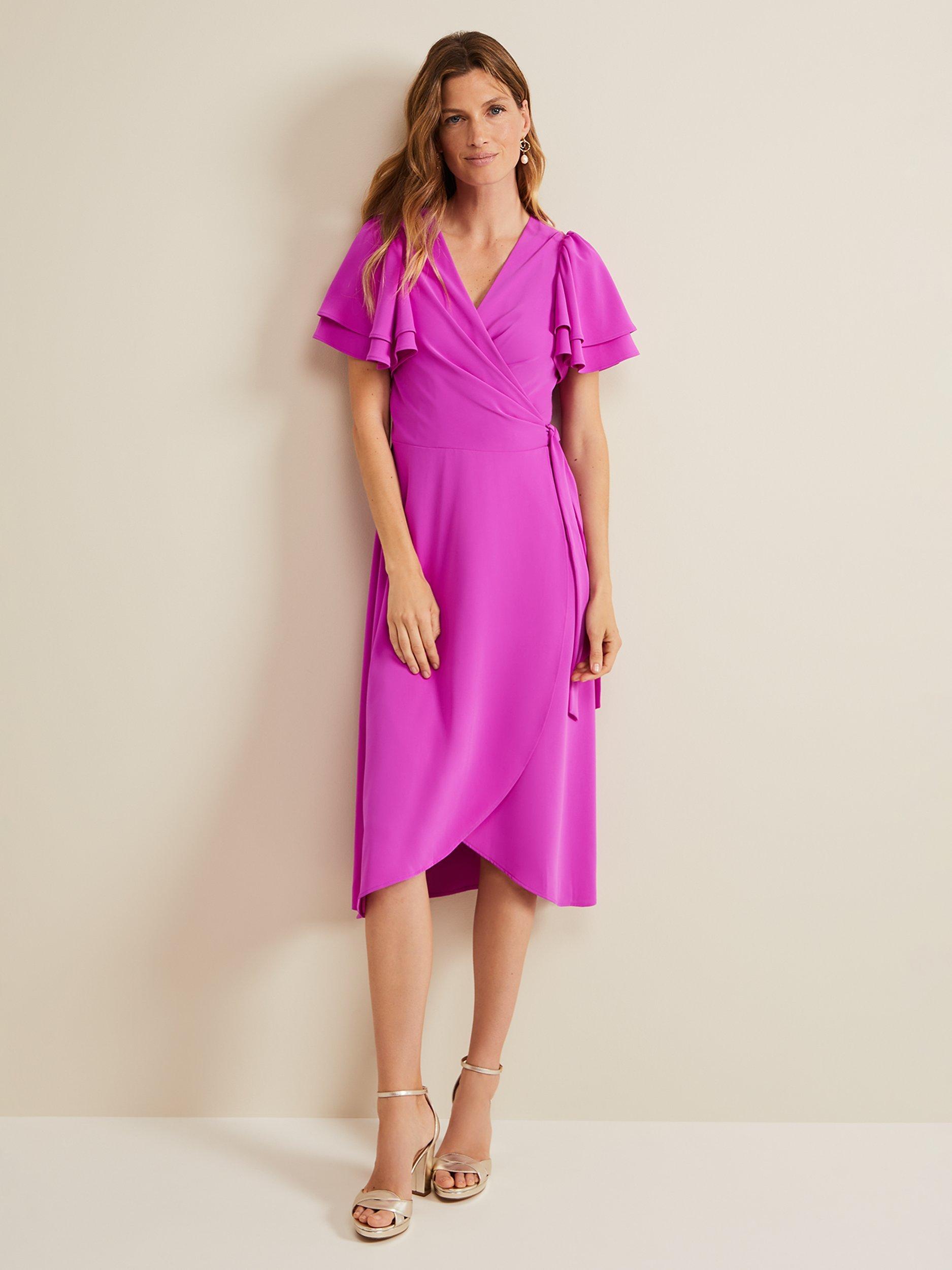 Phase Eight Gian Wrap Midi Dress Magenta