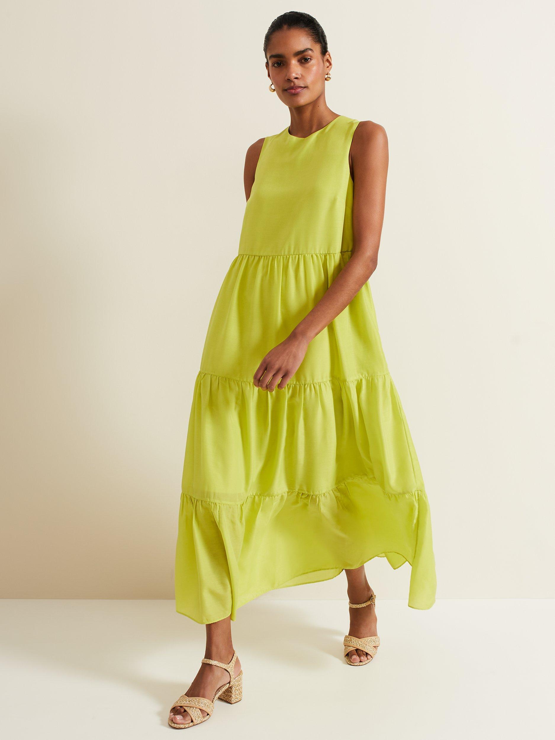 Phase Eight Sara Tiered Maxi Dress, Lime, 10