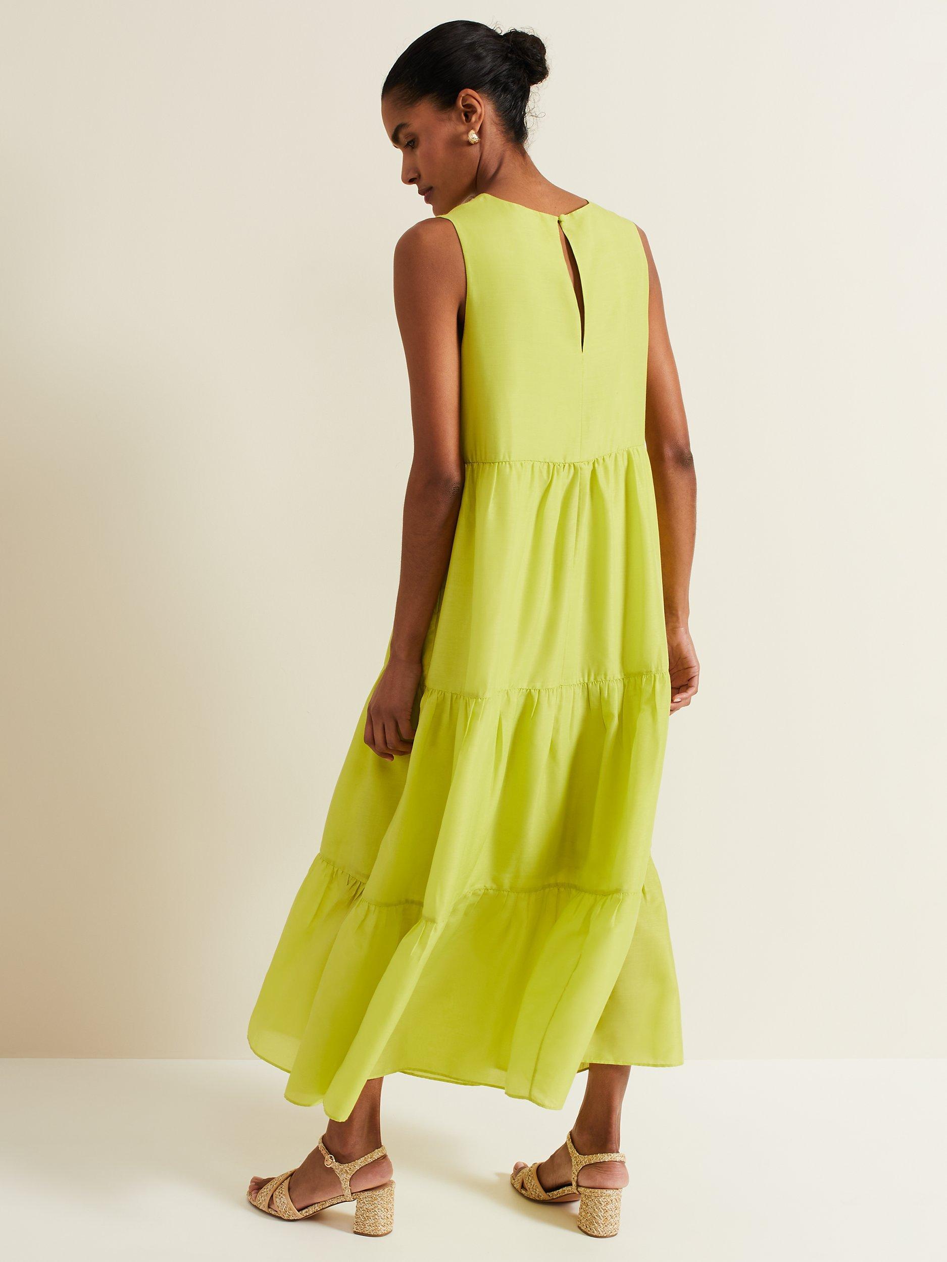 Phase Eight Sara Tiered Maxi Dress, Lime, 10