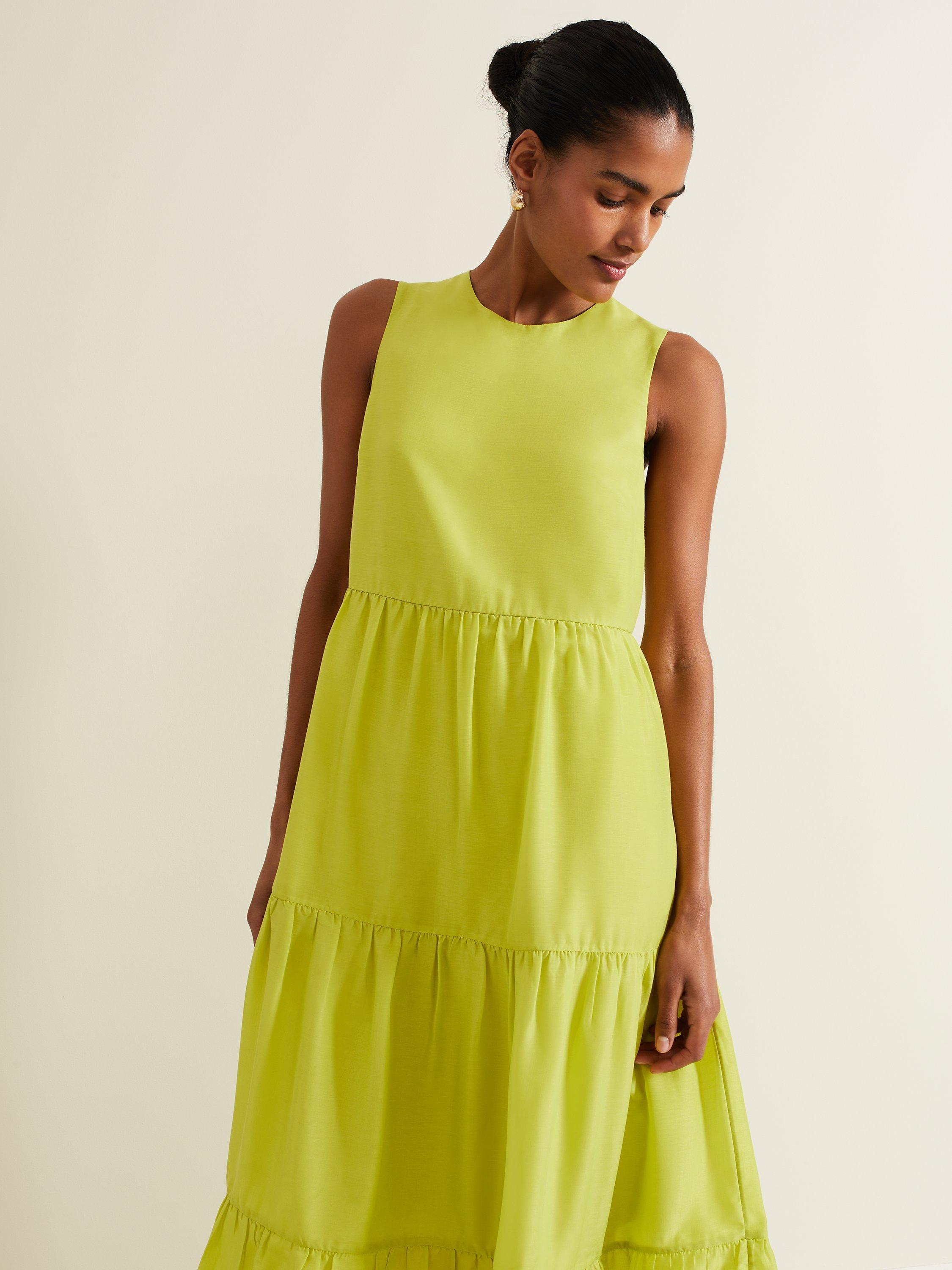 Product image 3 of 9, which shows Phase Eight Sara Tiered Maxi Dress, Lime, 10