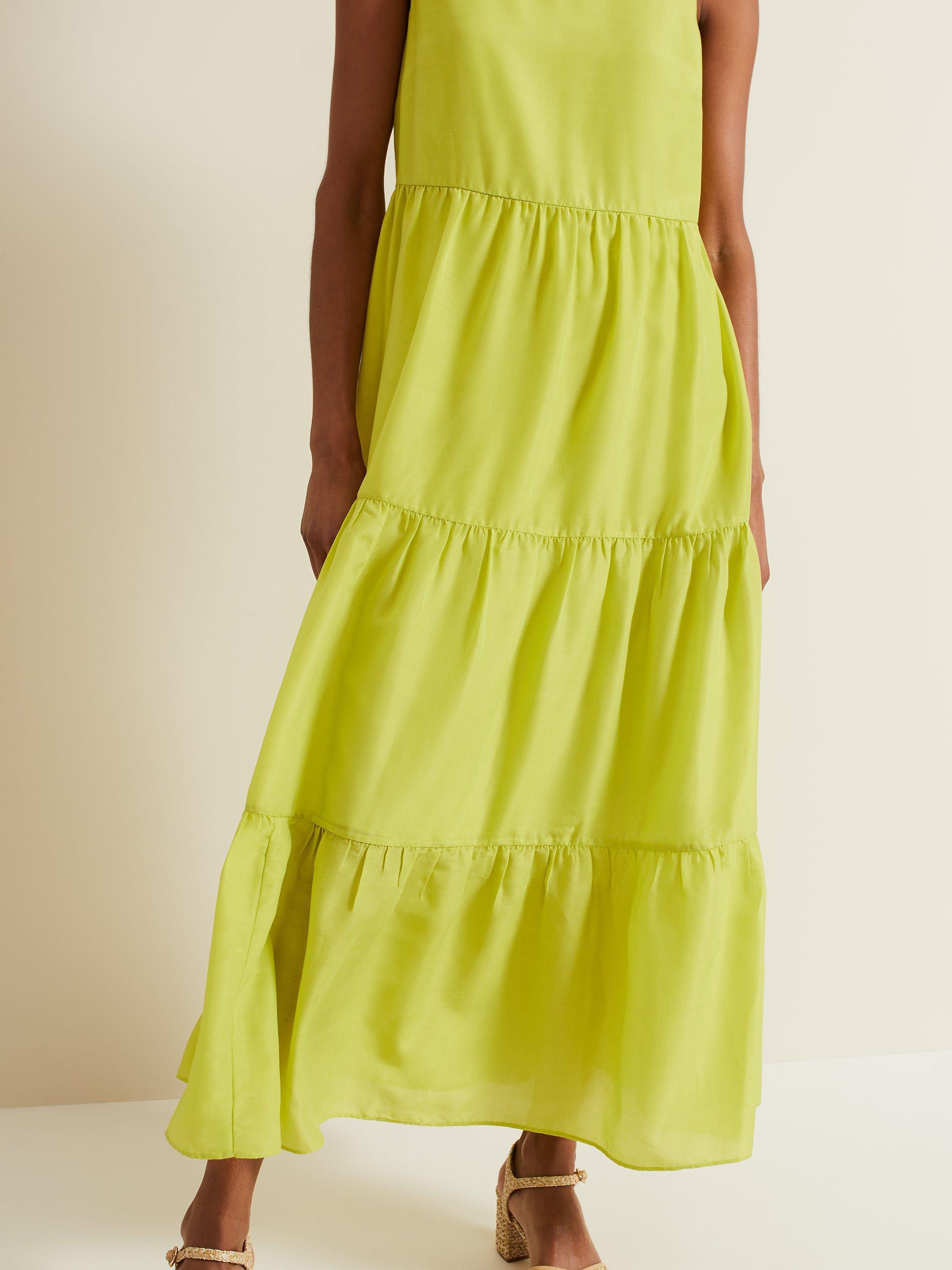 Product image 7 of 9, which shows Phase Eight Sara Tiered Maxi Dress, Lime, 10